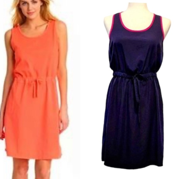 Gap Navy Blue Hot Pink Tank Racerback Dress Lightweight M Relaxed Fit - Picture 1 of 8
